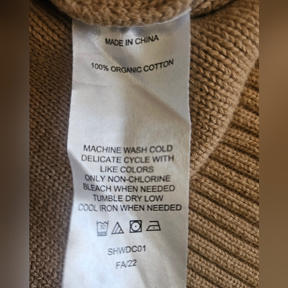 Quince 100% Organic Cotton Cropped Cardigan in Camel Size S - Picture 4 of 4